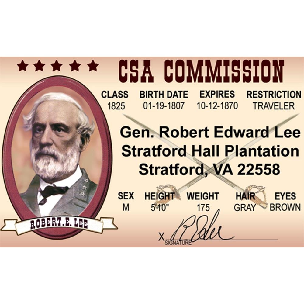 Funny Robert E. Lee Fake ID Card - Novelty Collectible for Gifts & Parties | USA Made