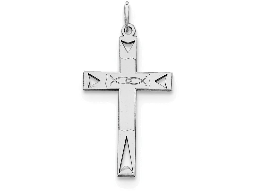 Sterling Silver Cross Pendant Necklace with Chain - Laser Engraved Design for Women - Perfect for Gifts, Church, and Everyday Wear