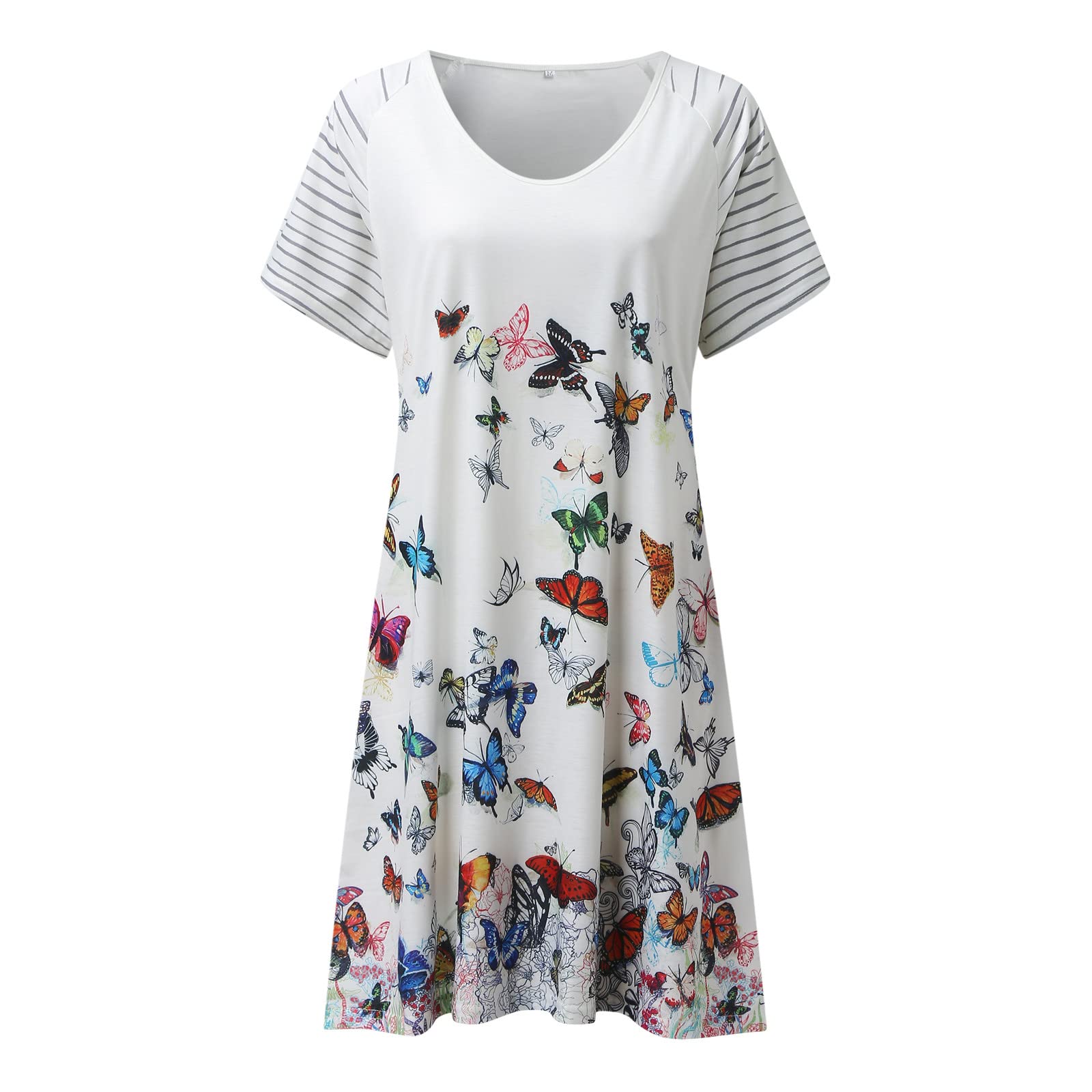 Women's Bohemian Floral Hemlock Dress - Casual Short Sleeve Knee-Length Midi Dress for Summer | Perfect for Beach Vacations, Music Festivals & Everyday Wear