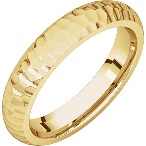 14K Yellow Gold 2mm Half Round Hammered Finish Ring - Size 6 Wedding Band for Women - Perfect for Everyday Wear, Anniversary Gifts & Special Occasions