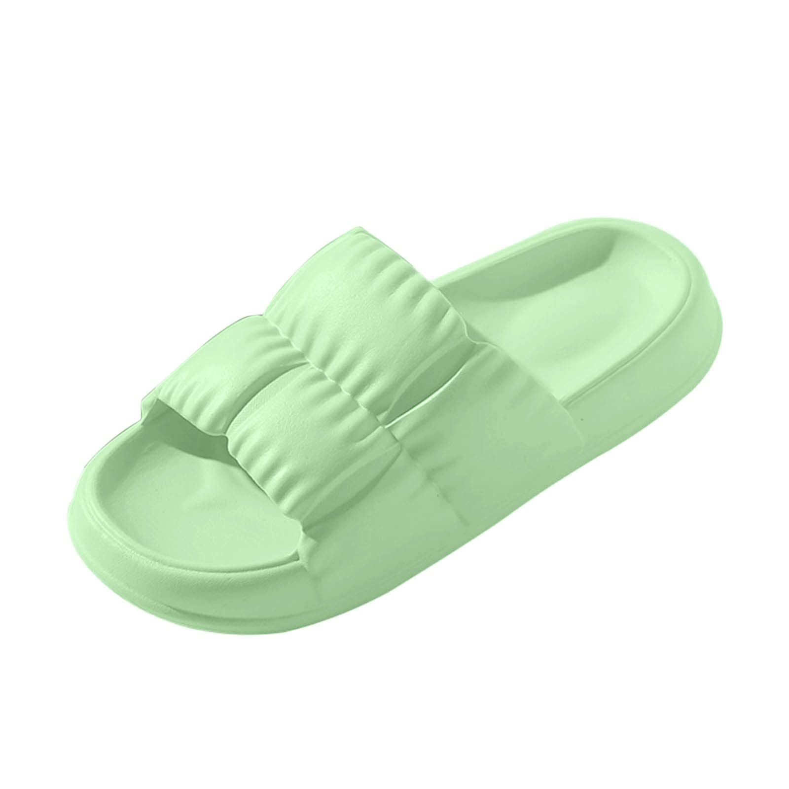 Women's Open Toe Slip-On Slippers - Comfortable Bathroom & House Shoes for Women, Ladies, Couples - Soft Flat Platform Pleated Design - Perfect for Home, Spa, and Indoor Use