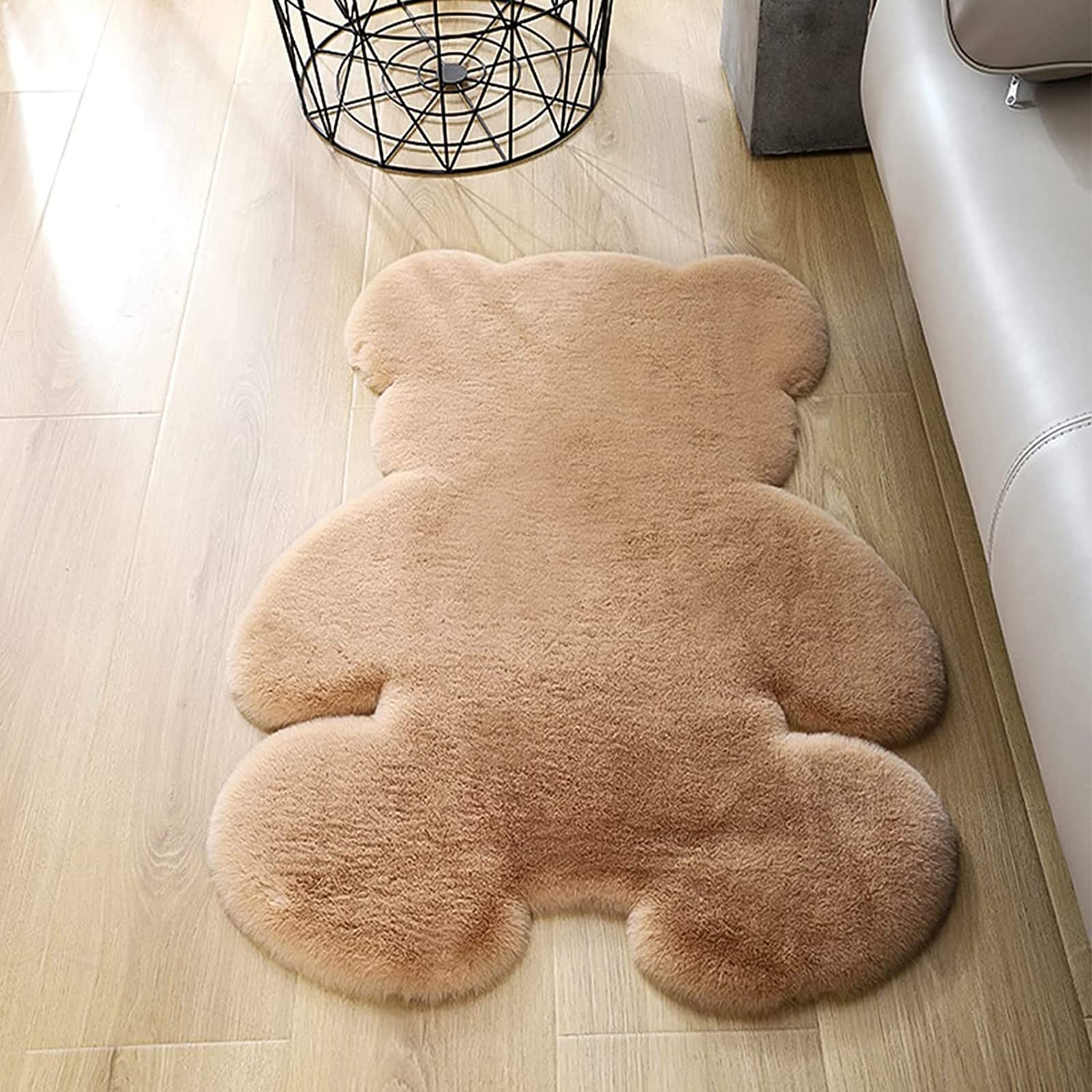 2.5x3.4 ft Soft Fluffy Shag Rug - Faux Sheepskin Fuzzy Area Carpet for Nursery, Kids Room & Bedroom Decor | Plush Bear-Themed Floor Mat for Girls, Living Room Aesthetic & Cozy Home Decor (Brown) - Perfect for Playrooms, Dorm Rooms & Instagram-Worthy Spaces