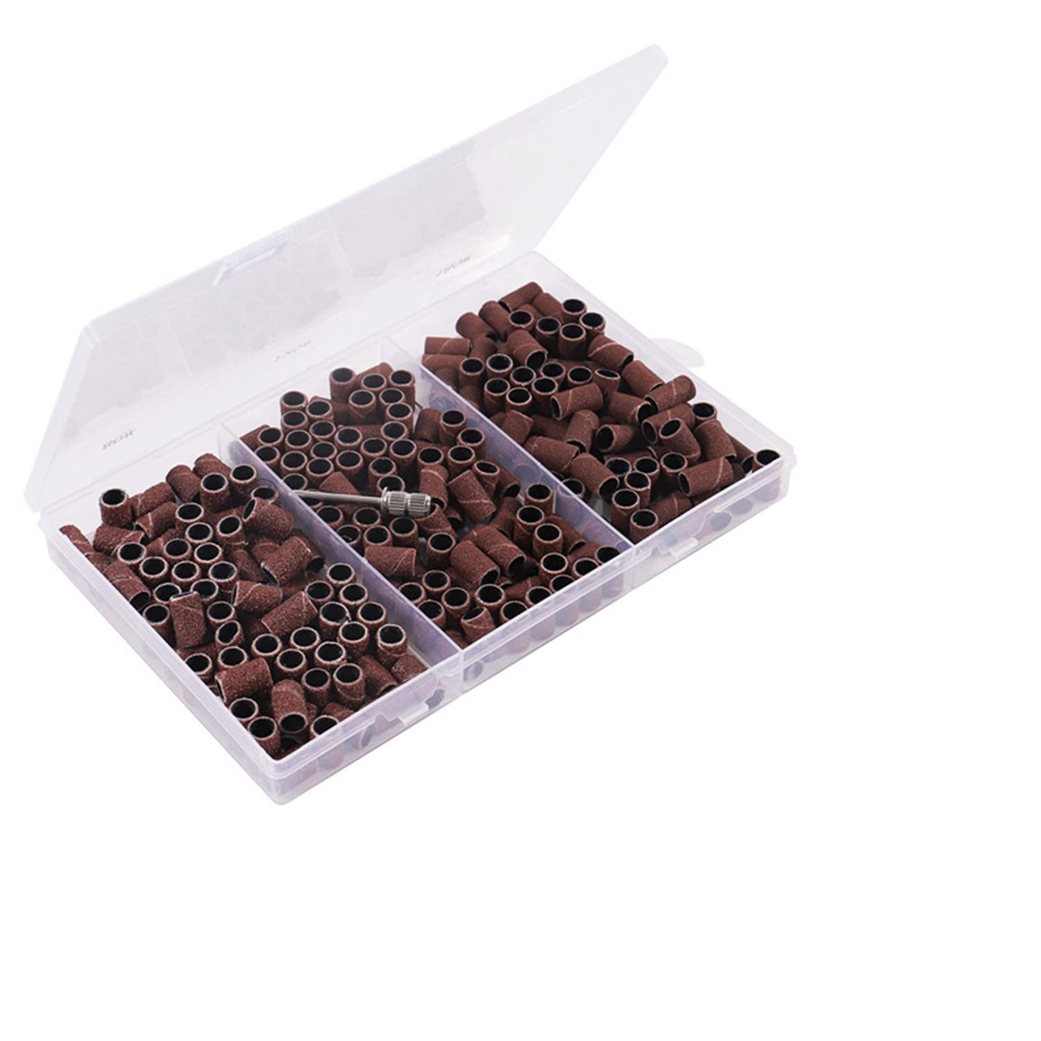Yimart 210pcs Nail Sanding Bands Kit - 80# 120# 180# Grit Sandpaper Bands for Electric Nail Drill Machine - Professional Manicure & Pedicure Tools for Nail Art, Acrylics & Gel Polish Removal - Perfect for Salon & Home Use (Brown)