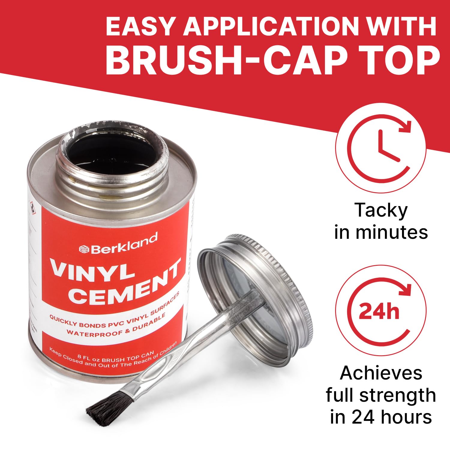 8 oz Vinyl Cement Glue - Waterproof Vinyl Adhesive for Inflatables, Pool Liners & Tarps - Fast-Setting Flexible Bond for Vinyl Fabrics & Repairs - Perfect for DIY, Boat Repair & Outdoor Gear Maintenance