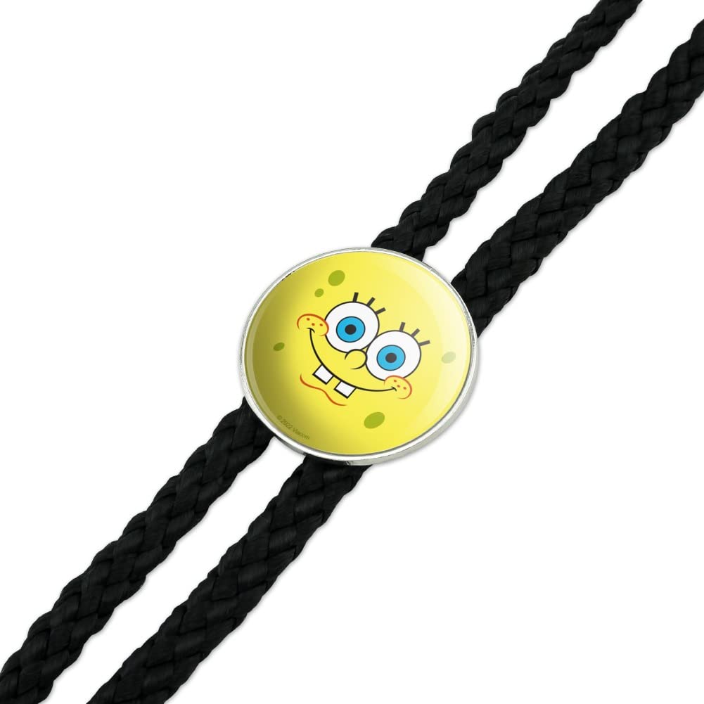 SpongeBob Smiling Face Western Cowboy Bolo Tie - Fun Cartoon Character Necktie for Western Themed Parties, Cosplay & Southwest Style Outfits