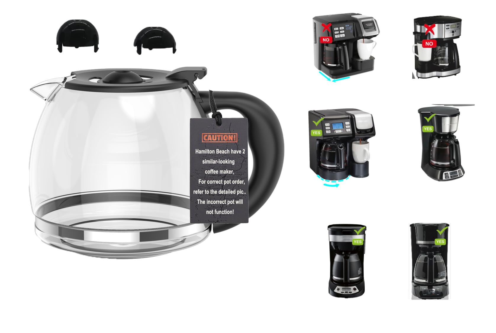 Hamilton Beach 12-Cup Glass Carafe Replacement - Compatible with Models 49902, 49904, 49915 & More - Perfect for Home, Office, or Restaurant Coffee Brewing