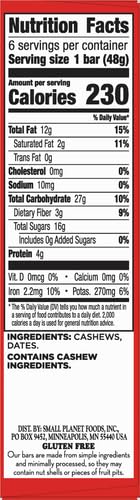 Larabar Cashew Cookie Gluten Free Vegan Fruit & Nut Bar - 1.7 oz (6 Count) | Healthy Snack for Hiking, Travel & On-the-Go Energy