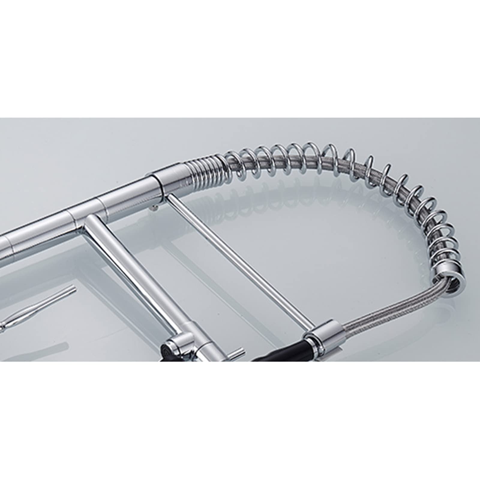 **Commercial Pull-Down Kitchen Faucet with Sprayer - Chrome Brass Deck Mounted Sink Tap, Hot & Cold Water Mixer, Standard 2 Spout Design - Perfect for Restaurants, Home Kitchens & Heavy-Duty Use**