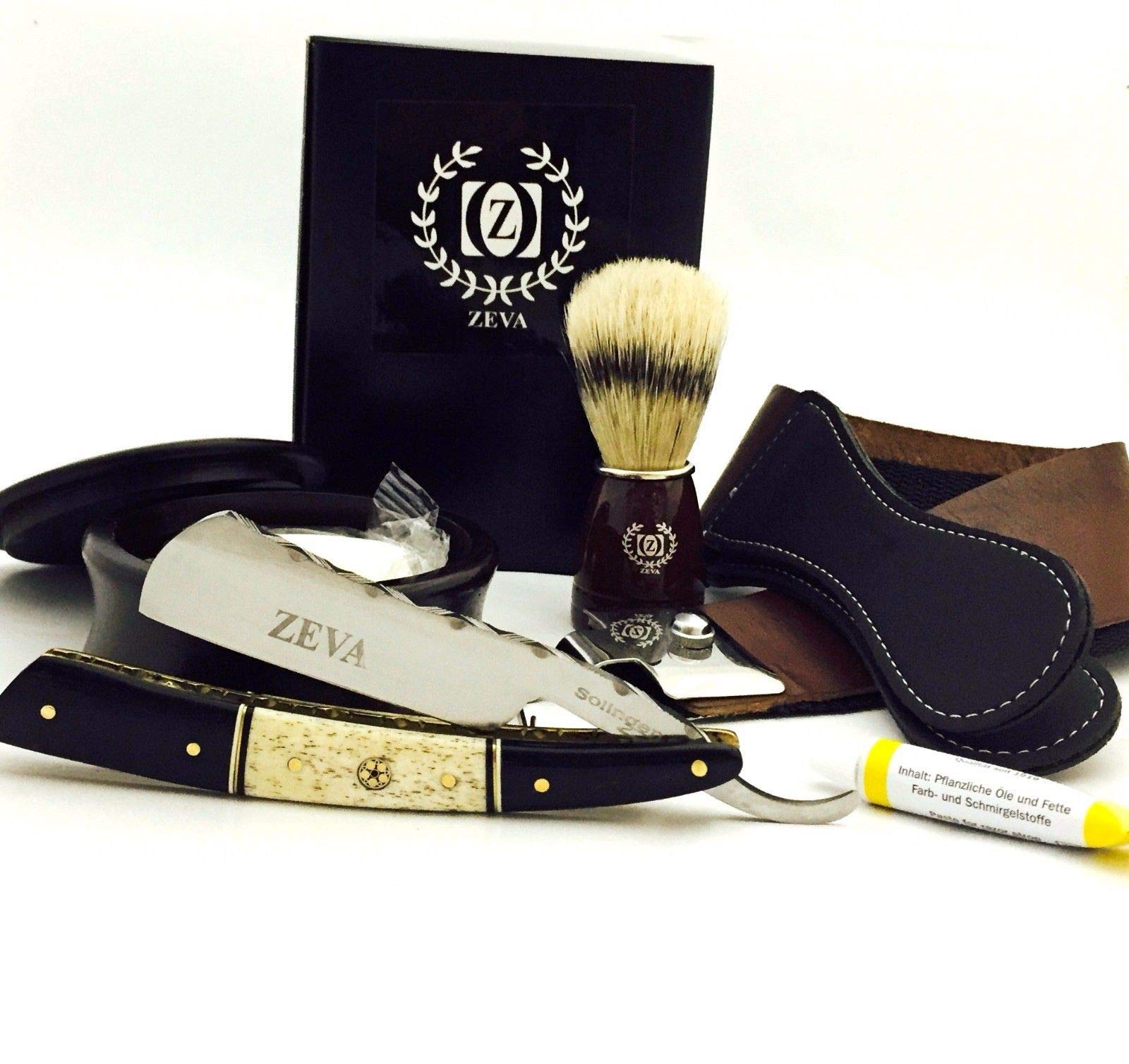 Premium Solingen Handmade Straight Razor Set with Buffalo Horn & Camel Bone Handle - Perfect for Barbers, Grooming Enthusiasts & Classic Shaving Lovers