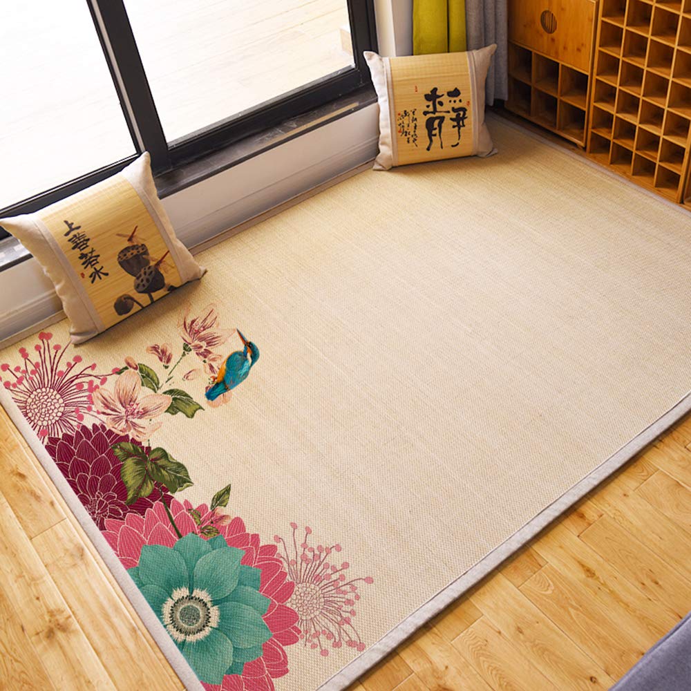 Non-Slip Tatami Yoga Mat - Thickened Handmade Natural Bamboo Weave Rug 35x79 Inch - Perfect for Bedroom, Living Room, Meditation & Home Decor