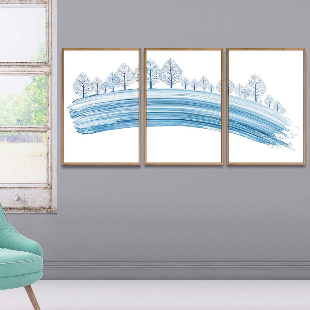Wall26 3-Panel Framed Abstract Tree Canvas Wall Art - 24x36 Inches, Ready to Hang for Living Room & Bedroom Decor | Modern Home Office & Dorm Wall Decor