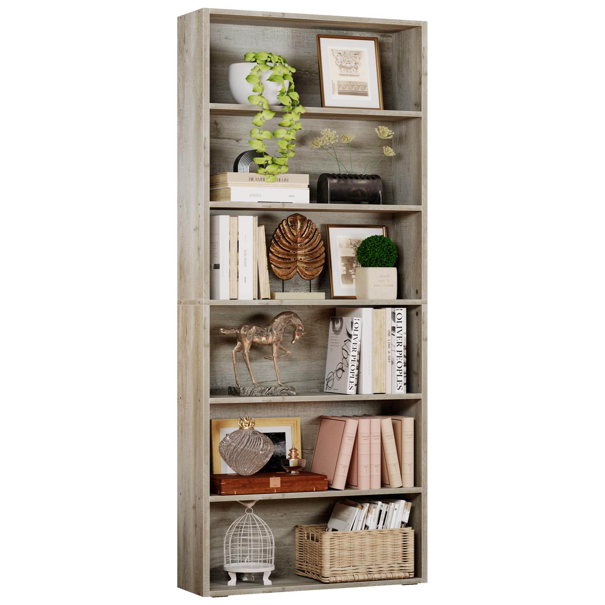 Ironck 6-Tier Tall Bookshelf - 70 Inch Floor Standing Bookcase with Storage Shelves for Home Office, Living Room & Bedroom - Perfect for Organizing Books, Decor & Display Items