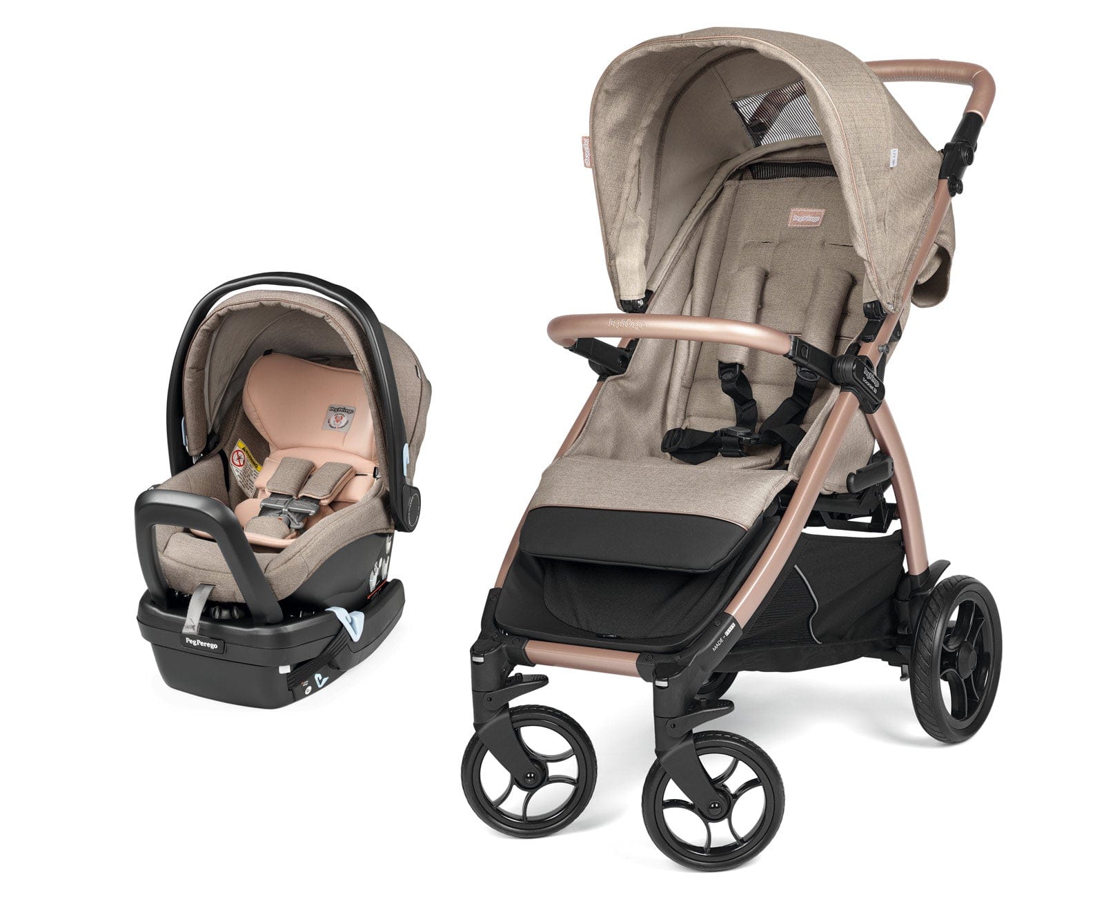 Peg Perego Booklet 50 Travel System Stroller - Lightweight Compact Baby Stroller with Car Seat | Perfect for Travel, Shopping & Daily Use