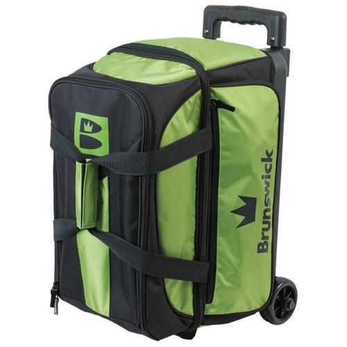 Brunswick Blitz Double Roller Lime Bowling Bag - Durable 2-Wheel Rolling Bowling Ball Carrier for Men & Women - Perfect for League Play, Tournaments & Practice Sessions at Bowling Alleys