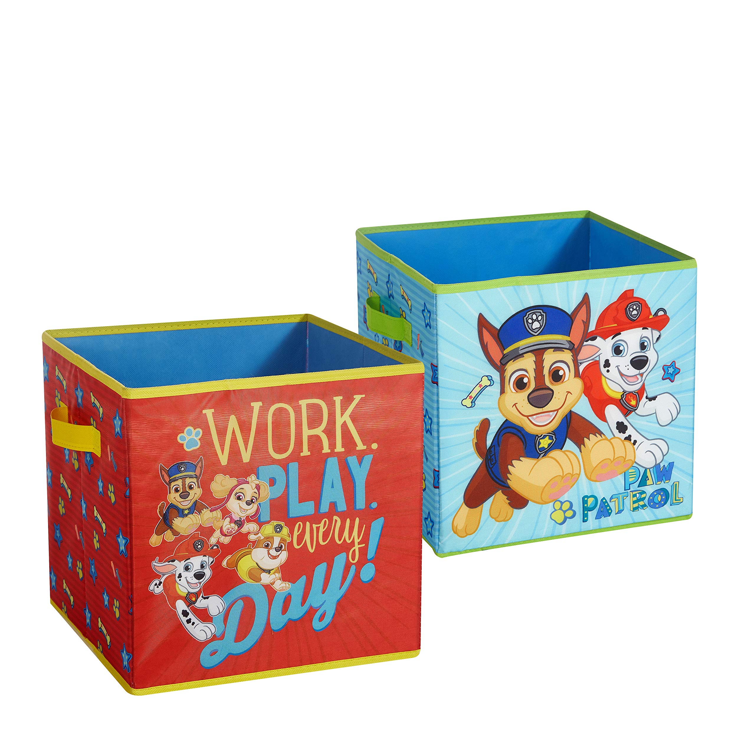 Paw Patrol 2-Pack Collapsible Storage Cubes with LED Lights - 11.5 Inch Foldable Organizer Bins for Kids Room, Toy Storage & Playroom Organization
