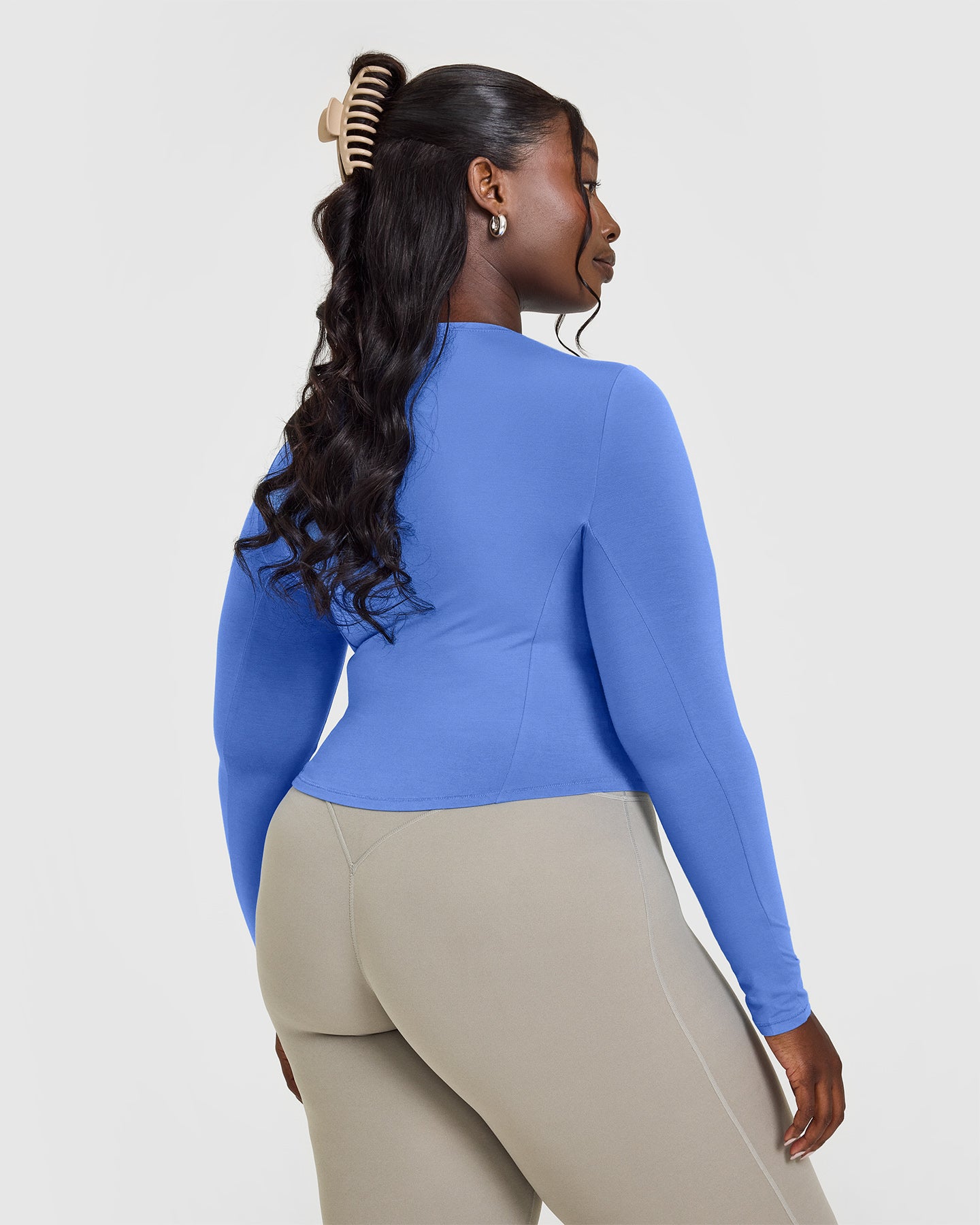 Mellow™ Soft Mid Long Sleeve Women's T-Shirt - Glaucous Blue | Comfortable Casual Top for Everyday Wear, Work & Outings