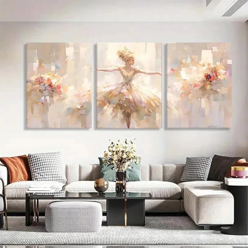 3-Piece Abstract Ballet Dancer Wall Art Set - Elegant Framed Canvas Prints 60x90cm | High Quality Australian Made | Ready to Hang | Perfect for Living Room, Bedroom & Office Decor