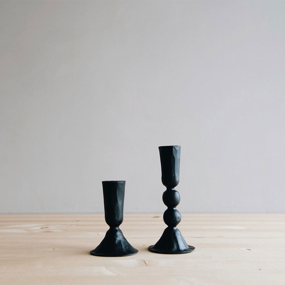 Vintage Short Iron Candlestick Set - 6 Inch Rustic Home Decor for Dining Table, Wedding Centerpiece, and Candlelit Dinners