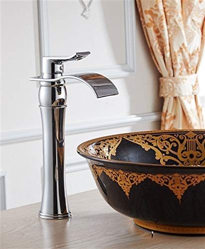 Leon Single Handle Bathroom Sink Faucet with Drain - Modern Waterfall Spout Bathroom Faucet for Vanity Sink, Brushed Nickel Finish - Perfect for Home, Hotel, and Commercial Use
