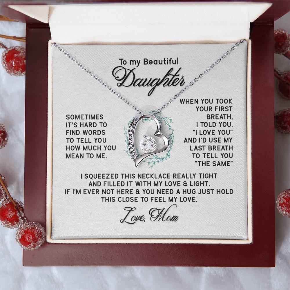 Beautiful Jewelry Necklace for Daughter - Thoughtful Gift from Mom in White or Yellow Gold Finish - Perfect for Birthdays, Graduation & Special Occasions