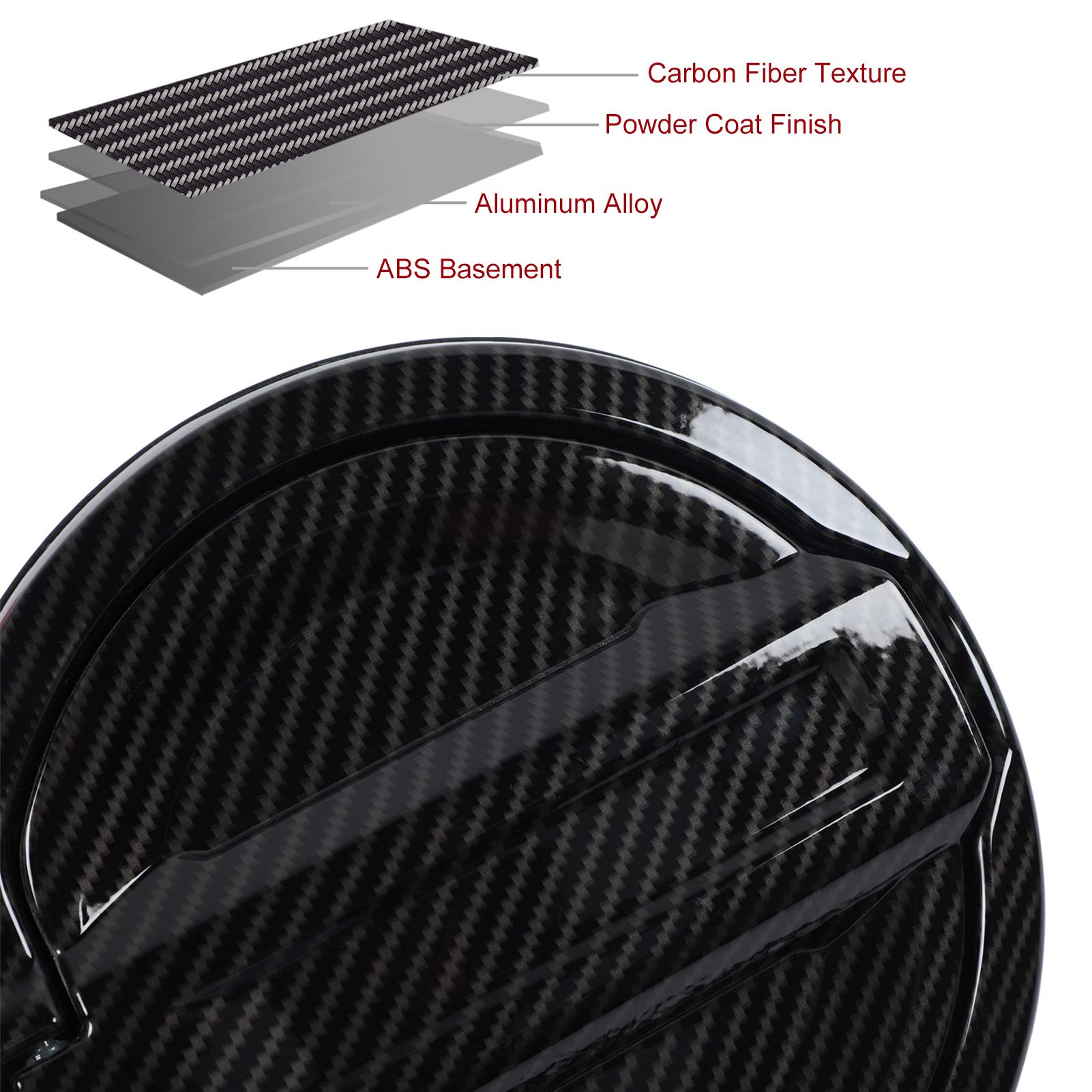 JeCar Aluminum Fuel Filler Door Gas Cap Cover - Carbon Fiber Texture Exterior Accessory for 2018-2023 Jeep Wrangler JL & JLU Models | Off-Road Protection & Style Upgrade
