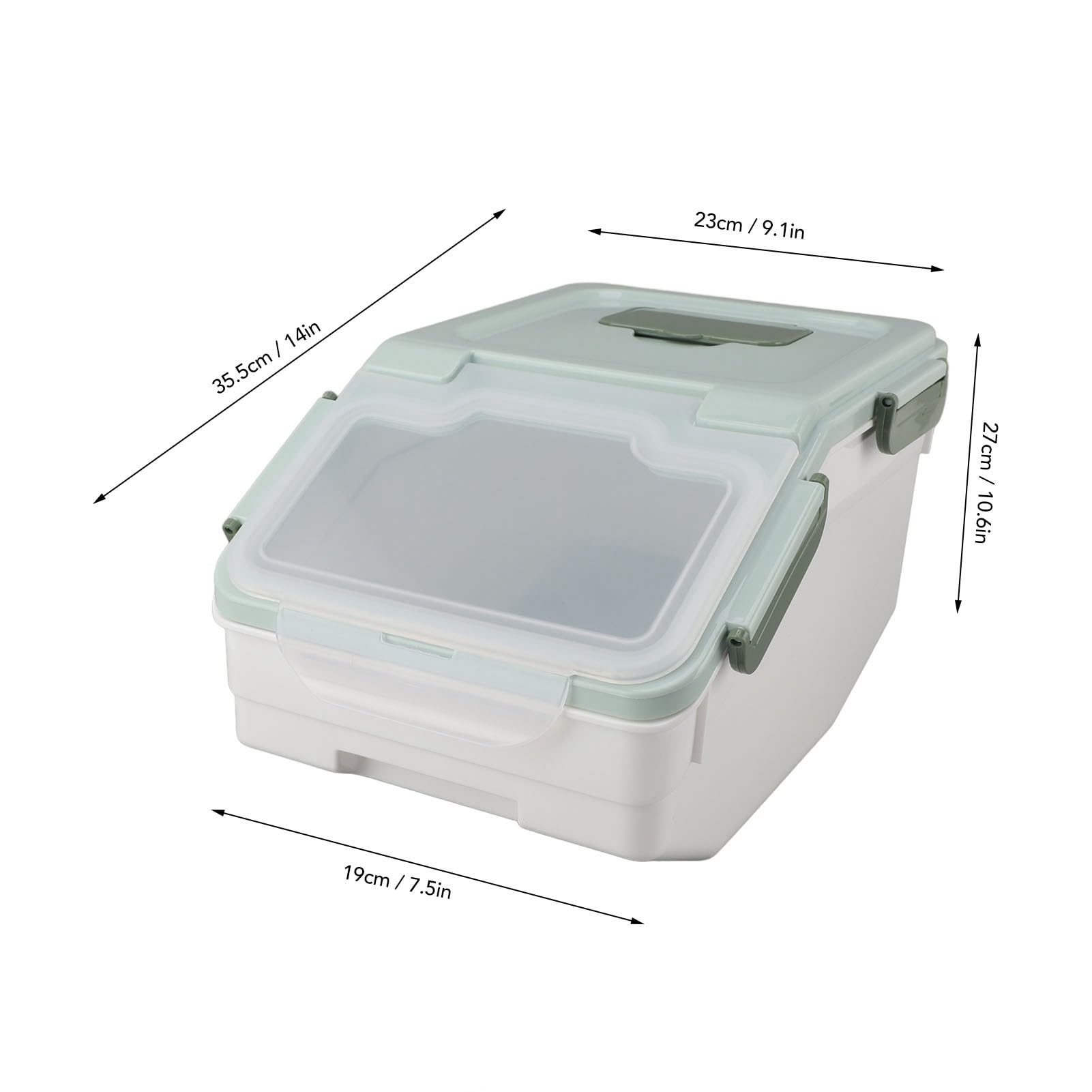 Airtight Rice Storage Container with Measuring Cup & Wheels - Large Kitchen Food Storage Bin for Rice, Grains, Pet Food, Flour - Perfect for Pantry Organization & Bulk Food Storage