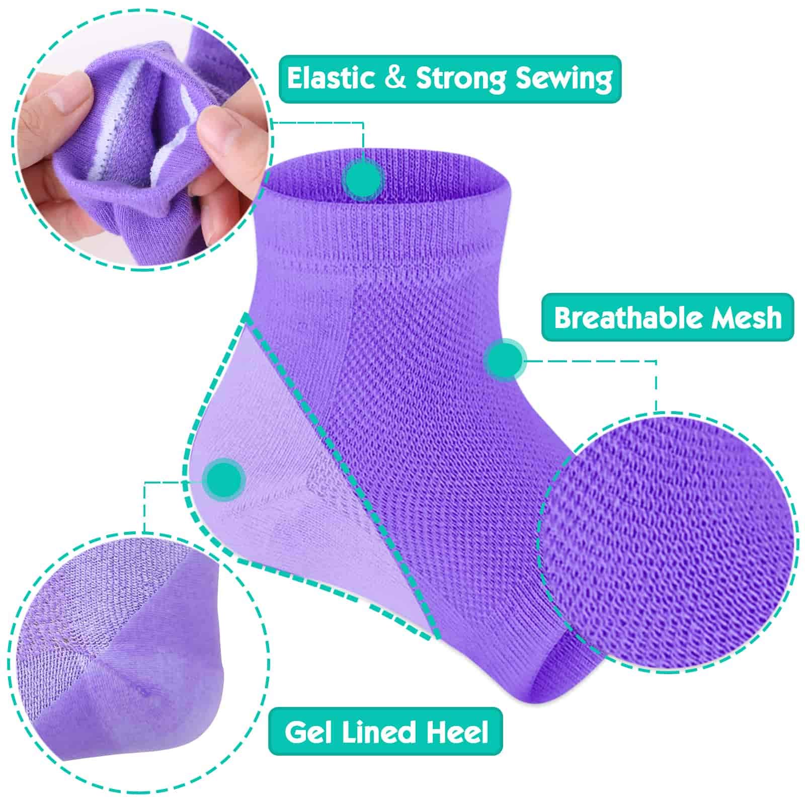 Selizo 6 Pairs Moisturizing Open Toe Socks for Women - Cracked Heel Repair Gel Socks for Dry, Hard Feet - Soft Foot Care with 6 Color Options - Perfect for Overnight Treatment, Pedicures & Relaxation
