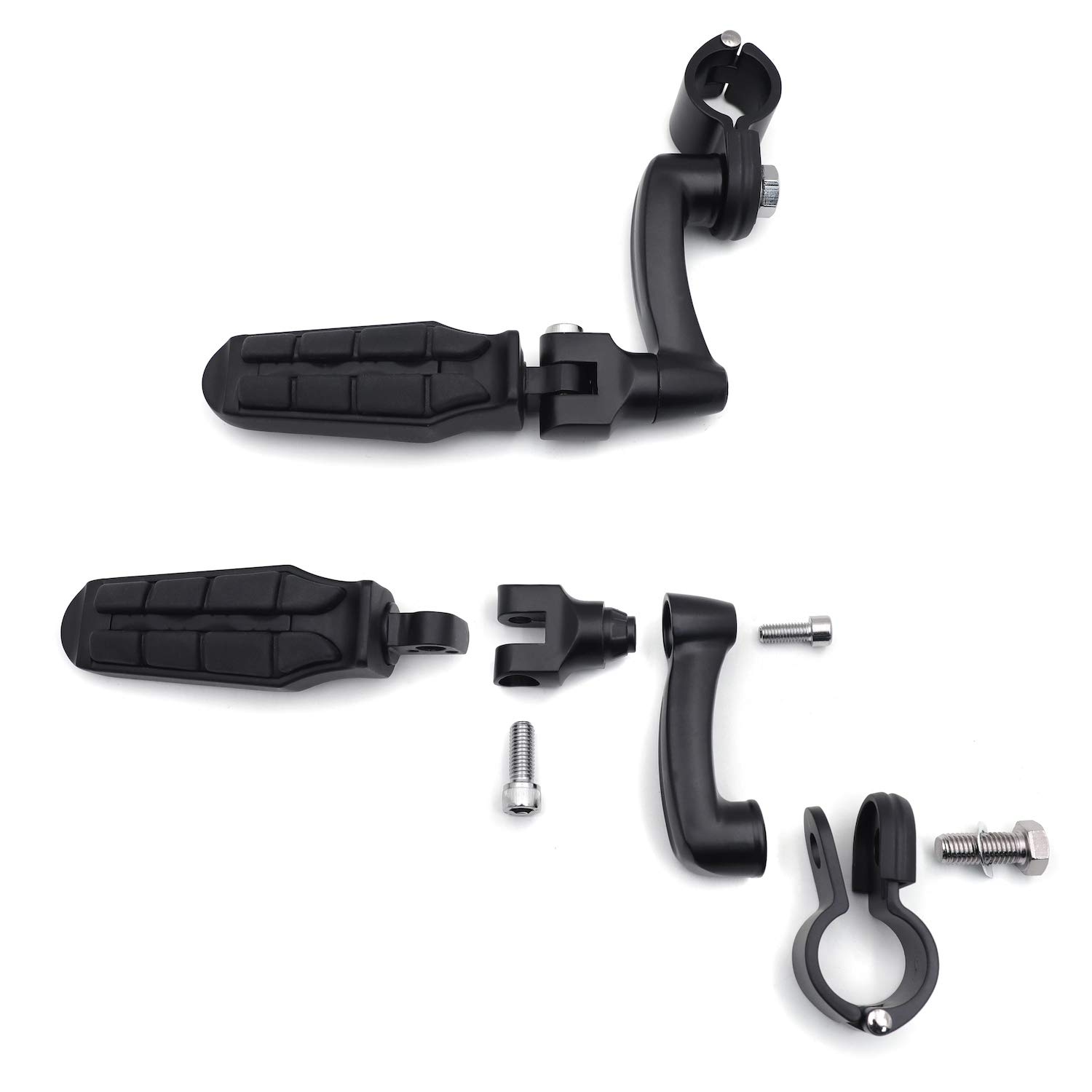 Black Adjustable Highway Peg Mounting Kit with Footpeg for Harley Sportster 883 1200 Street Bob Softail CVO - 1.25