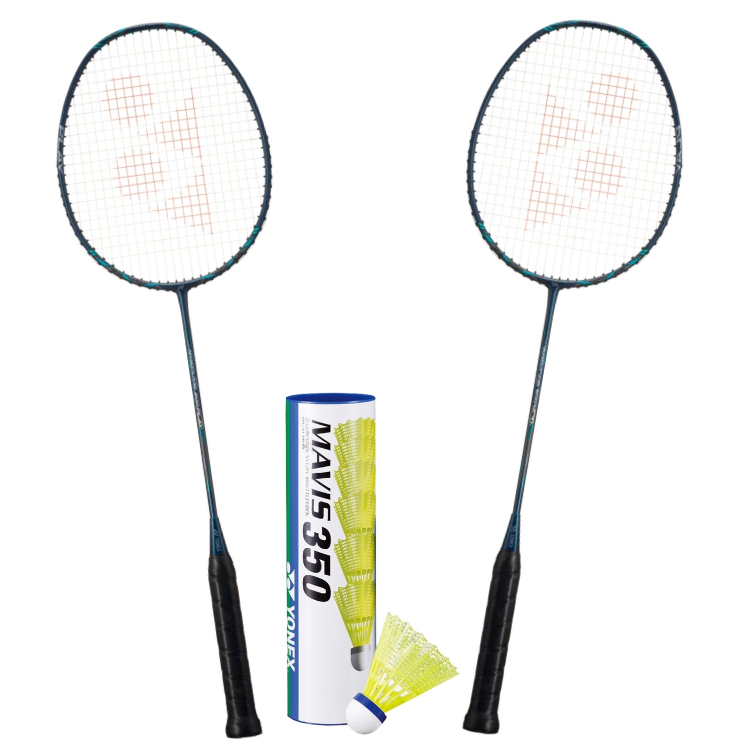 Yonex Badminton Combo Set - 2 Nanoflare 800 Play Rackets + 6 Mavis 350 Shuttlecocks | Professional Badminton Equipment for Indoor/Outdoor Play | Perfect for Training, Competition & Recreational Games