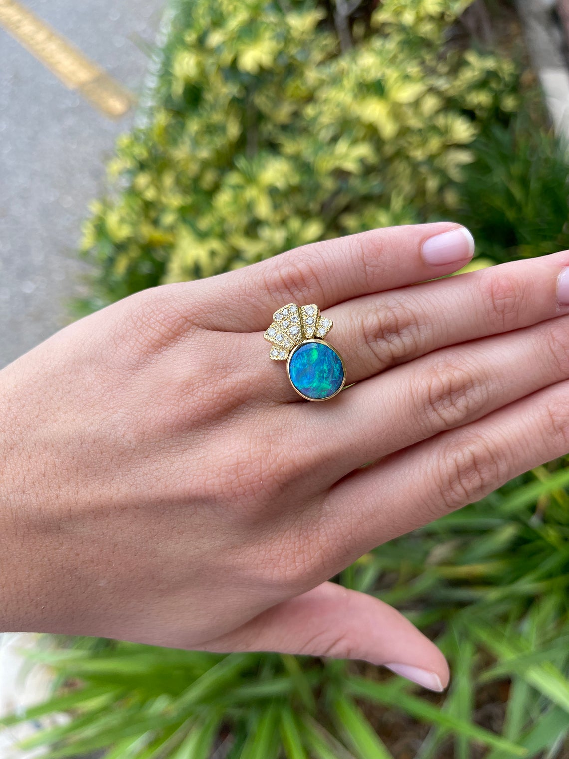 18K Gold Black Opal & Diamond Ring for Women - Elegant Jewelry Gift for Anniversary, Engagement & Special Occasions