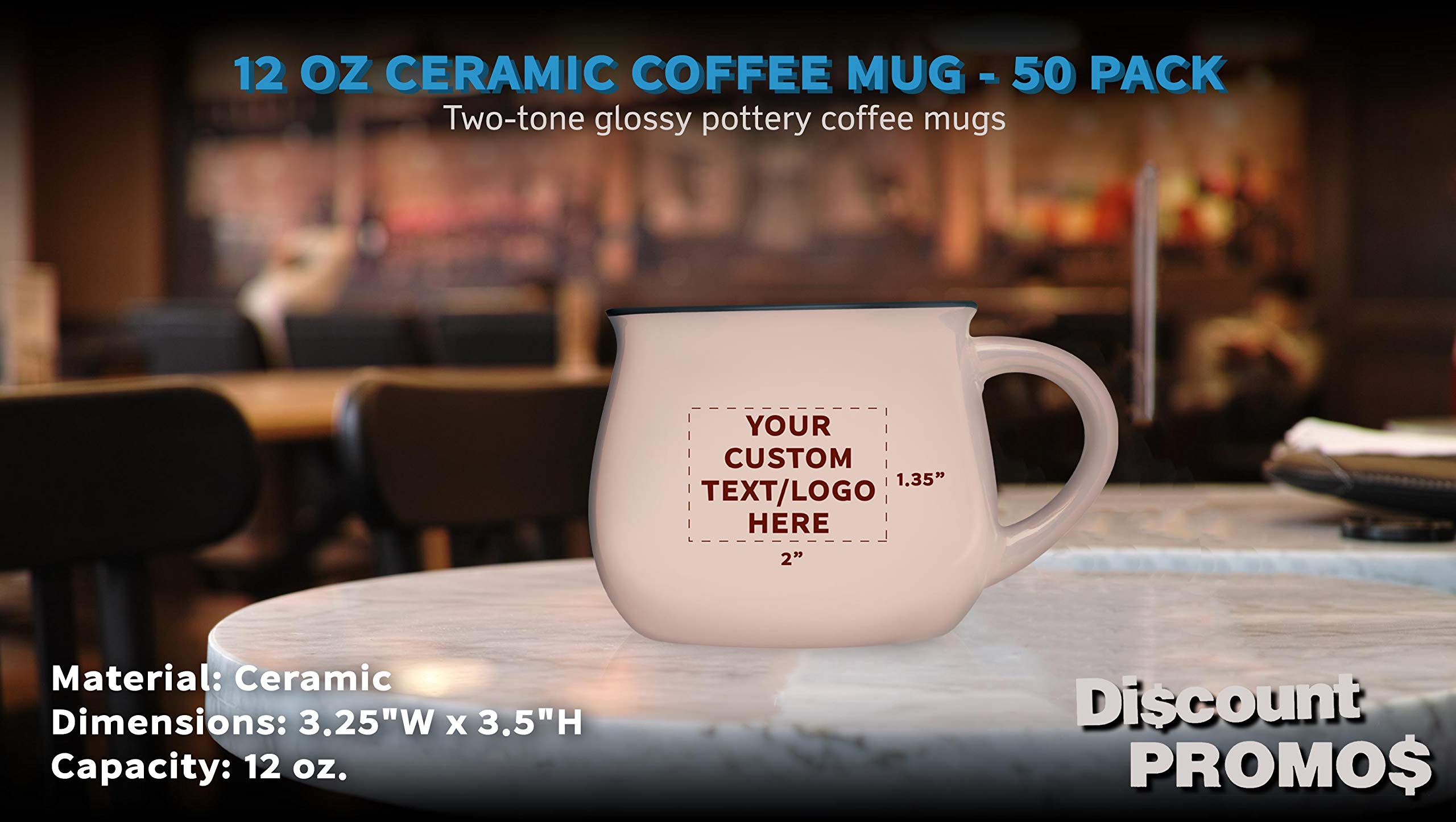 Personalized 12 oz Glazed Campfire Coffee Mugs - Bulk Set of 50 - Custom Ceramic Mugs for Coffee, Tea, Hot Chocolate & Espresso - Perfect for Cafes, Restaurants, Camping & Gifts - Cream Color