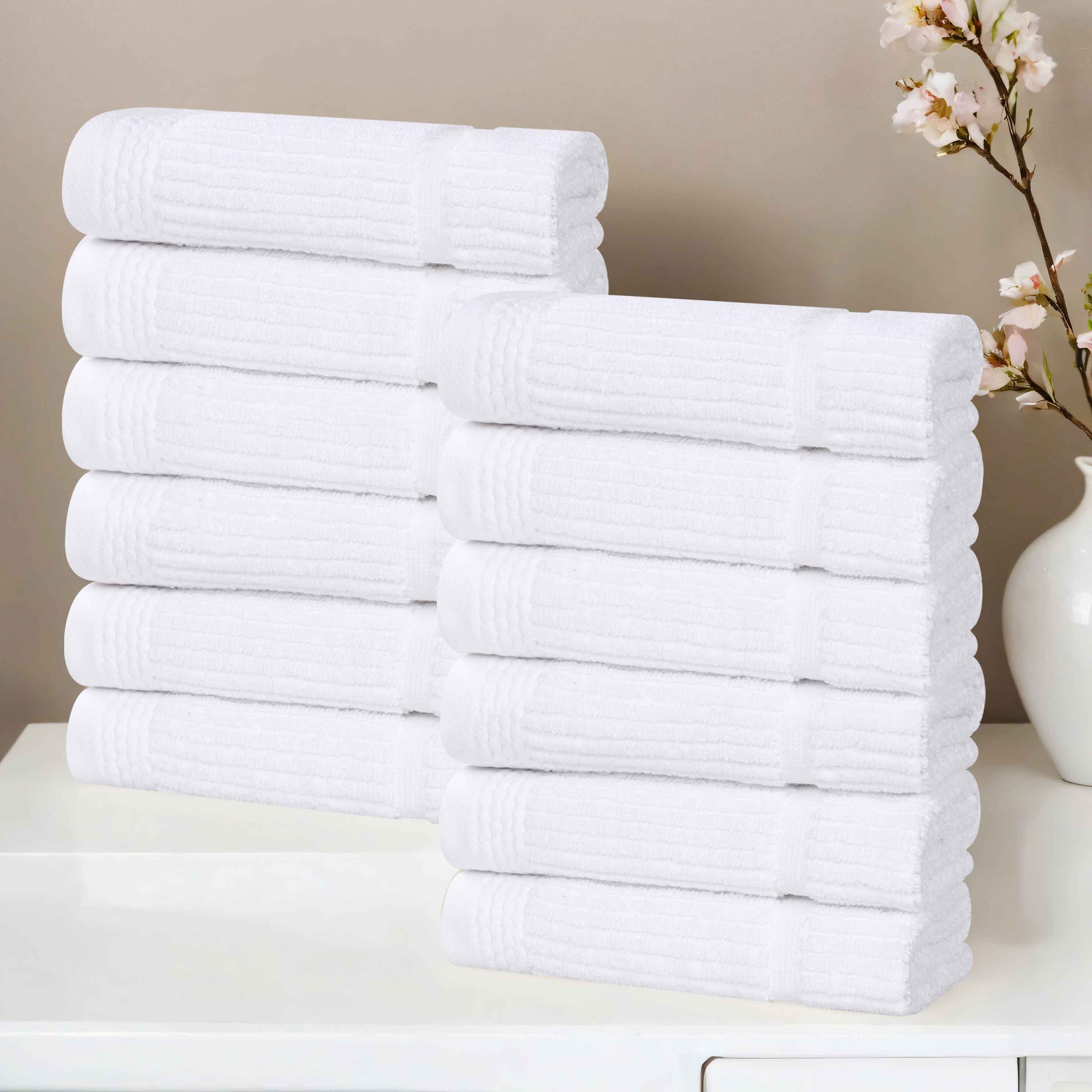 Milo Smart Twist Cotton Solid Face Towels & Washcloths - 12 Pack | Soft, Absorbent & Quick-Drying for Bath, Spa, Gym & Travel