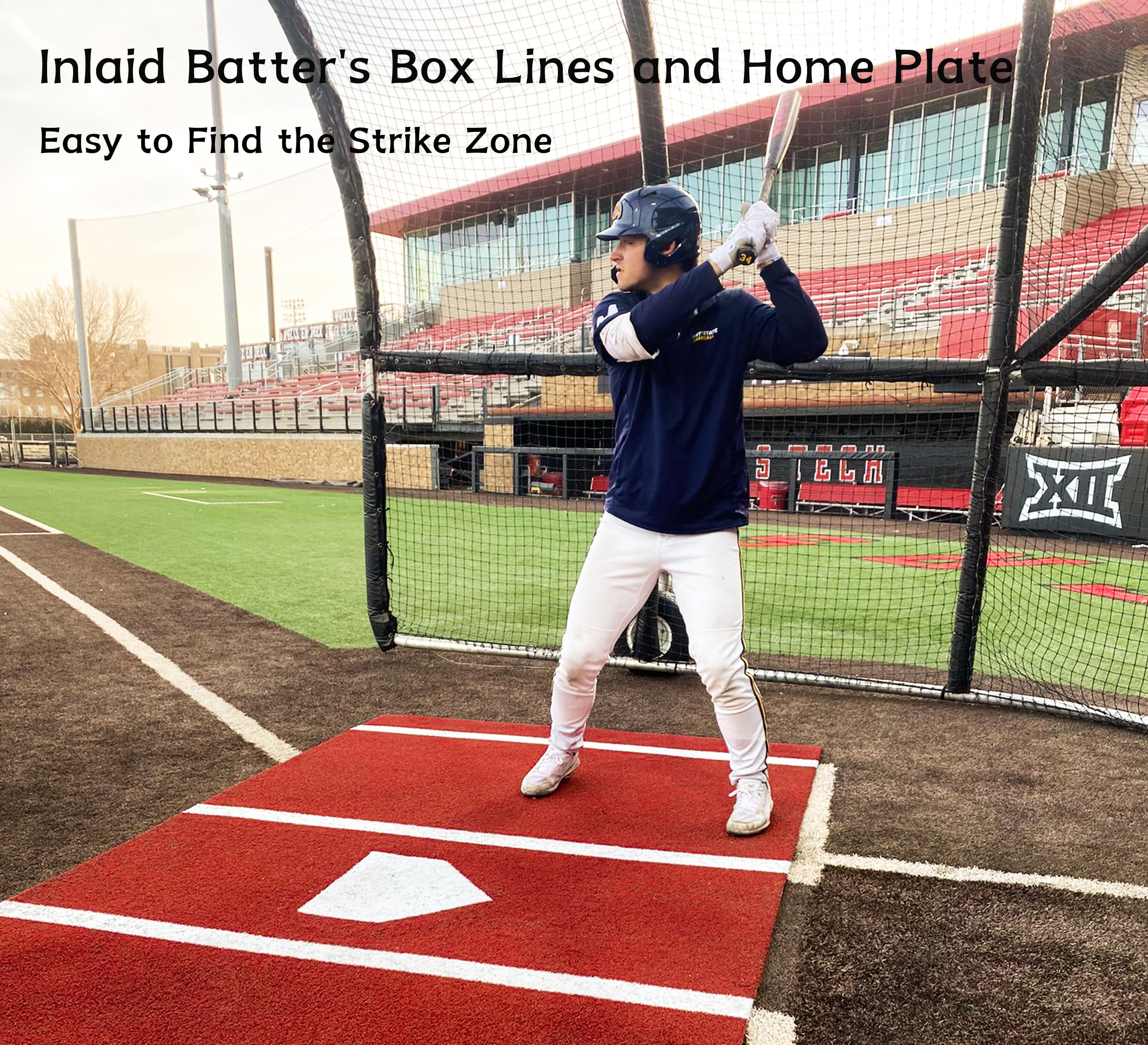 2024 Upgraded Baseball Hitting Mat with Non-Slip Rubber Backing - 12' x 6' Batting Cage Practice Mat with Home Plate & Batters Box - Durable Turf Mat for Indoor/Outdoor Training, Backyard Drills & Baseball Field Practice