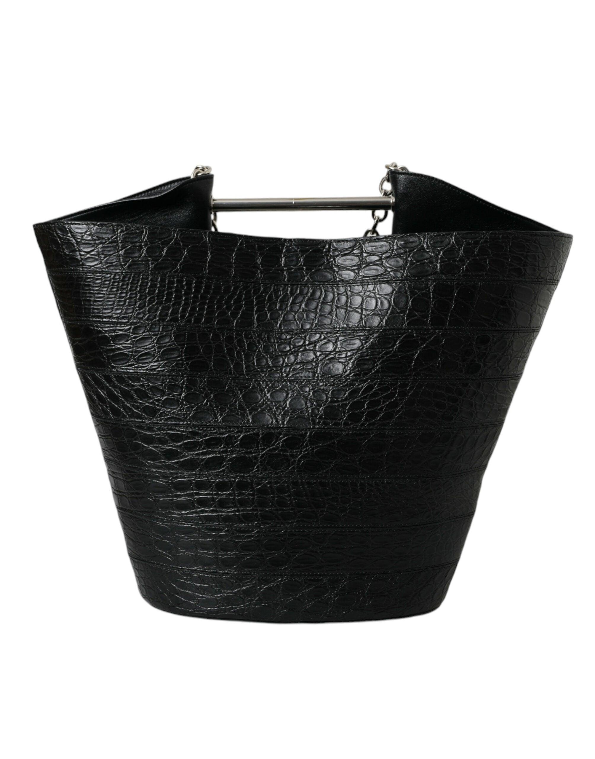 Balenciaga Black Crocodile Leather Maxi Bucket Bag for Women | Luxury Designer Handbag | Perfect for Evening Parties, Travel & Everyday Use