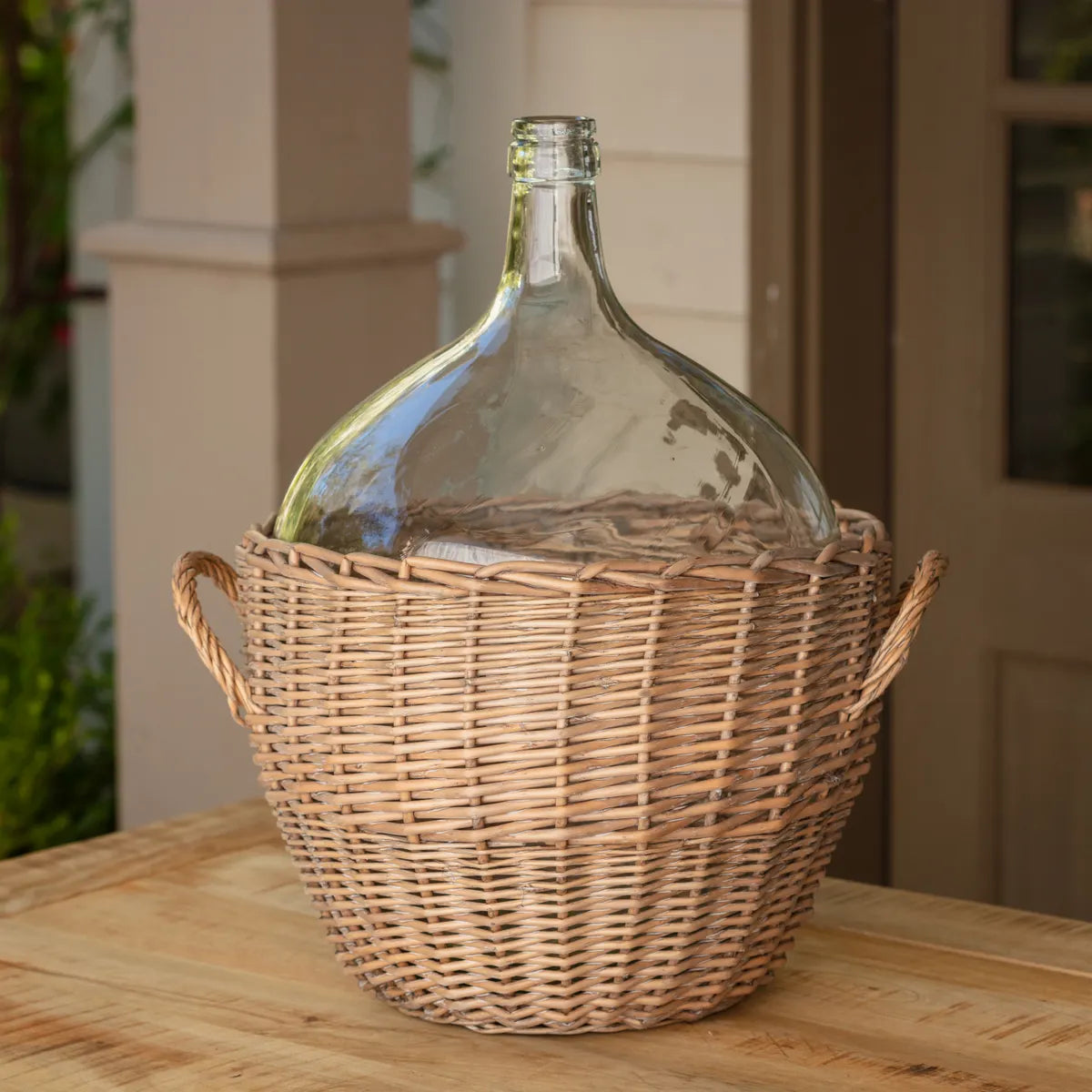 Premium Large Vineyard Wine Bottle with Hand-Woven Rattan Cover - Perfect for Outdoor Picnics, Weddings, and Rustic Home Decor