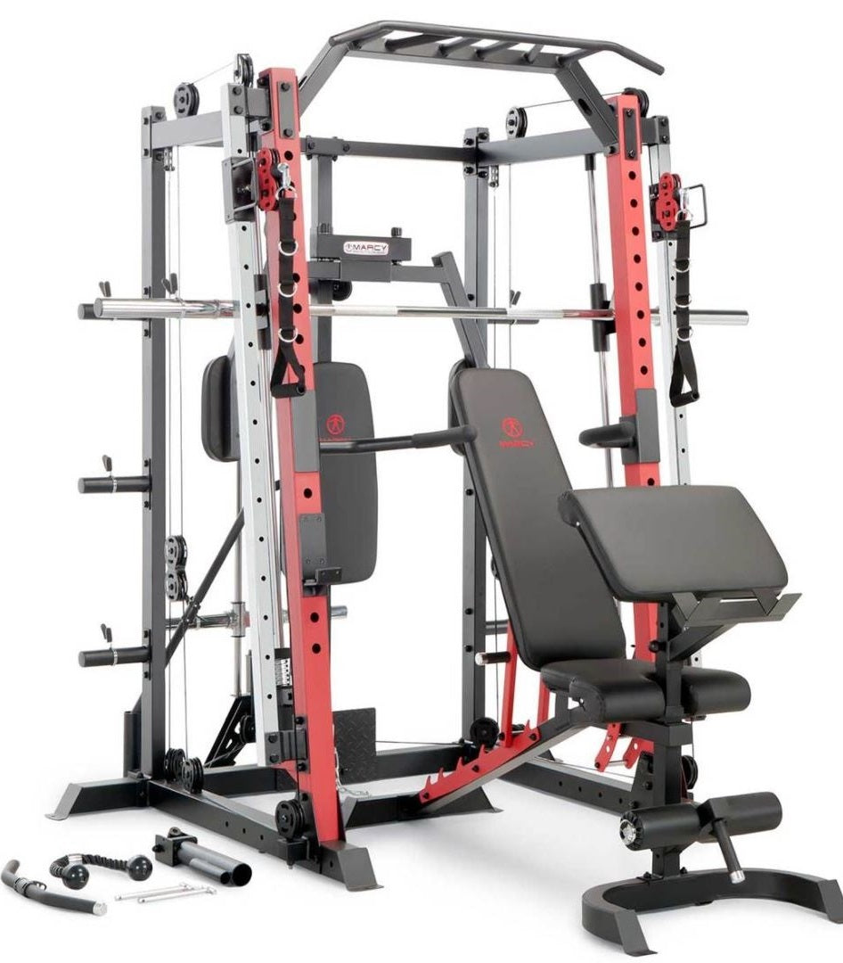 Marcy SM 4033 Smith & Squat System - Home Gym Equipment for Strength Training & Weight Lifting - Perfect for Home Workouts & Fitness Enthusiasts