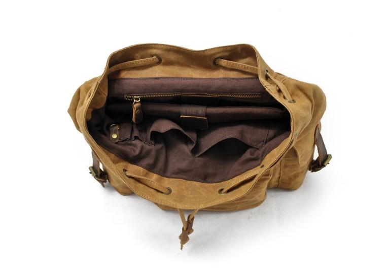 Durable Canvas & Leather Travel Backpack - Waterproof Rucksack Bag for Men & Women - Perfect for Hiking, Camping, Business Trips & Daily Commute