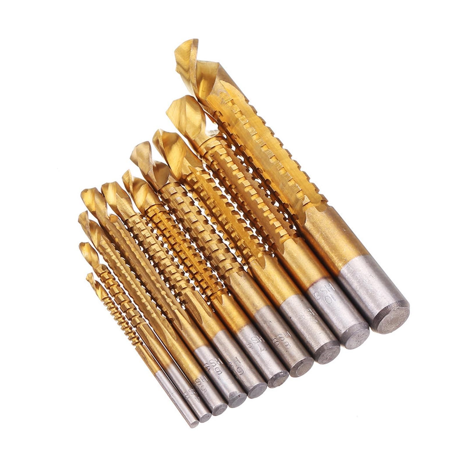 10pcs HSS Coated Twist Drill Bit Set (3-13mm) for Wood & Metal Cutting - Perfect for DIY Projects, Home Repairs & Professional Workshop Use