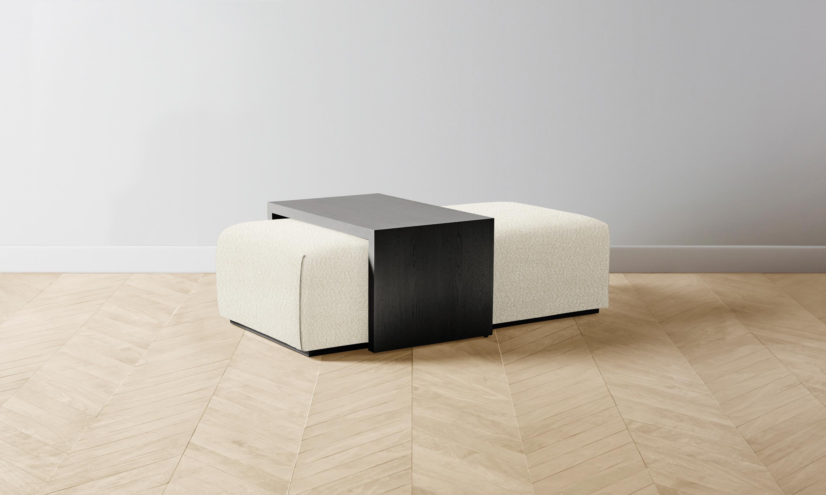 The Bowery Ottoman - Italian Bouclé White Fabric Footstool | Stylish Living Room Accent for Modern Homes