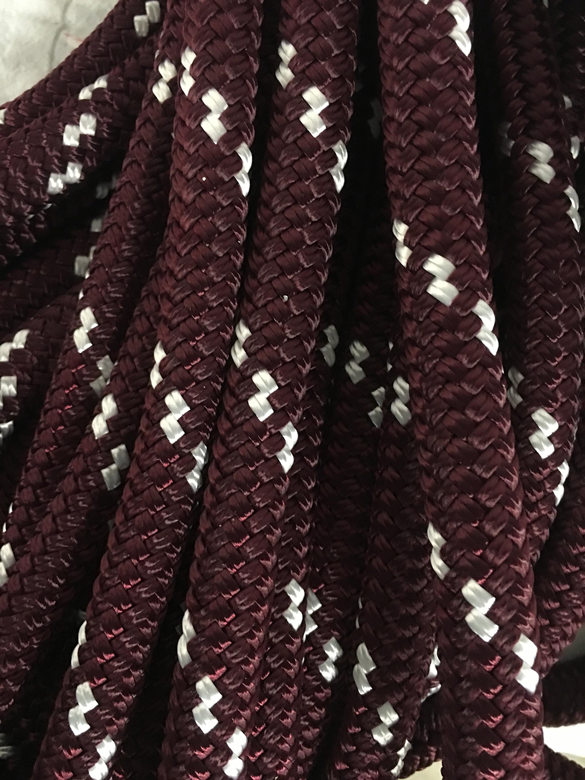 Premium 9/16 Inch Burgundy Yacht Braid Polyester Rope - Marine Grade, Heavy Duty, UV Resistant for Boating, Sailing, Dock Lines & Outdoor Decor