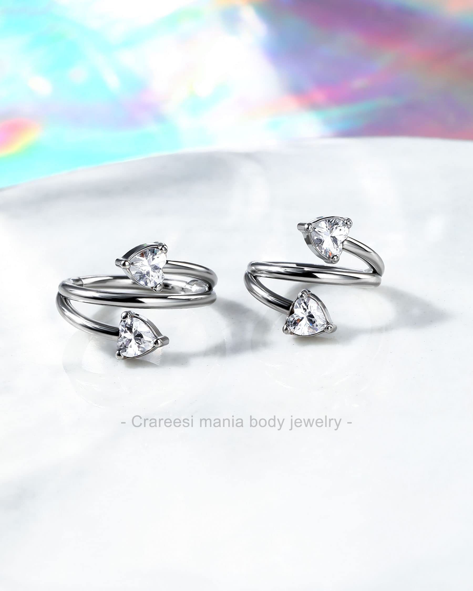 316L Surgical Steel Cartilage Earrings - CM Crareesi Mania Star Helix Hoop Jewelry for Women | 16Gauge Double Helix Piercing Earrings | Perfect for Everyday Wear, Parties & Special Occasions