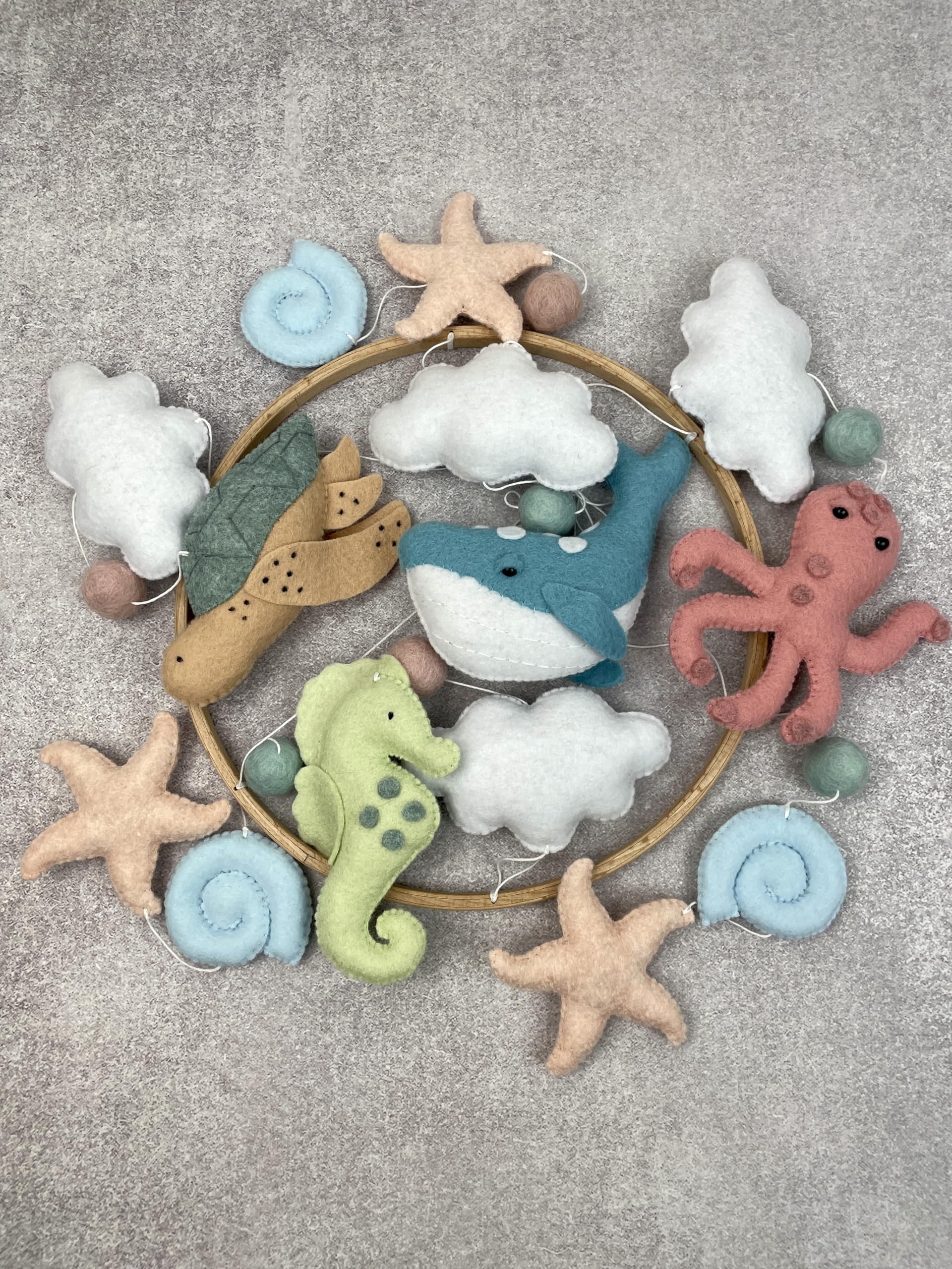 Ocean Crib Mobile for Baby Girls - Nautical Nursery Mobile with Felt Sea Animals - Under the Sea Theme Baby Shower Gift - Perfect for Coastal Nursery Decor & Newborn Gifts