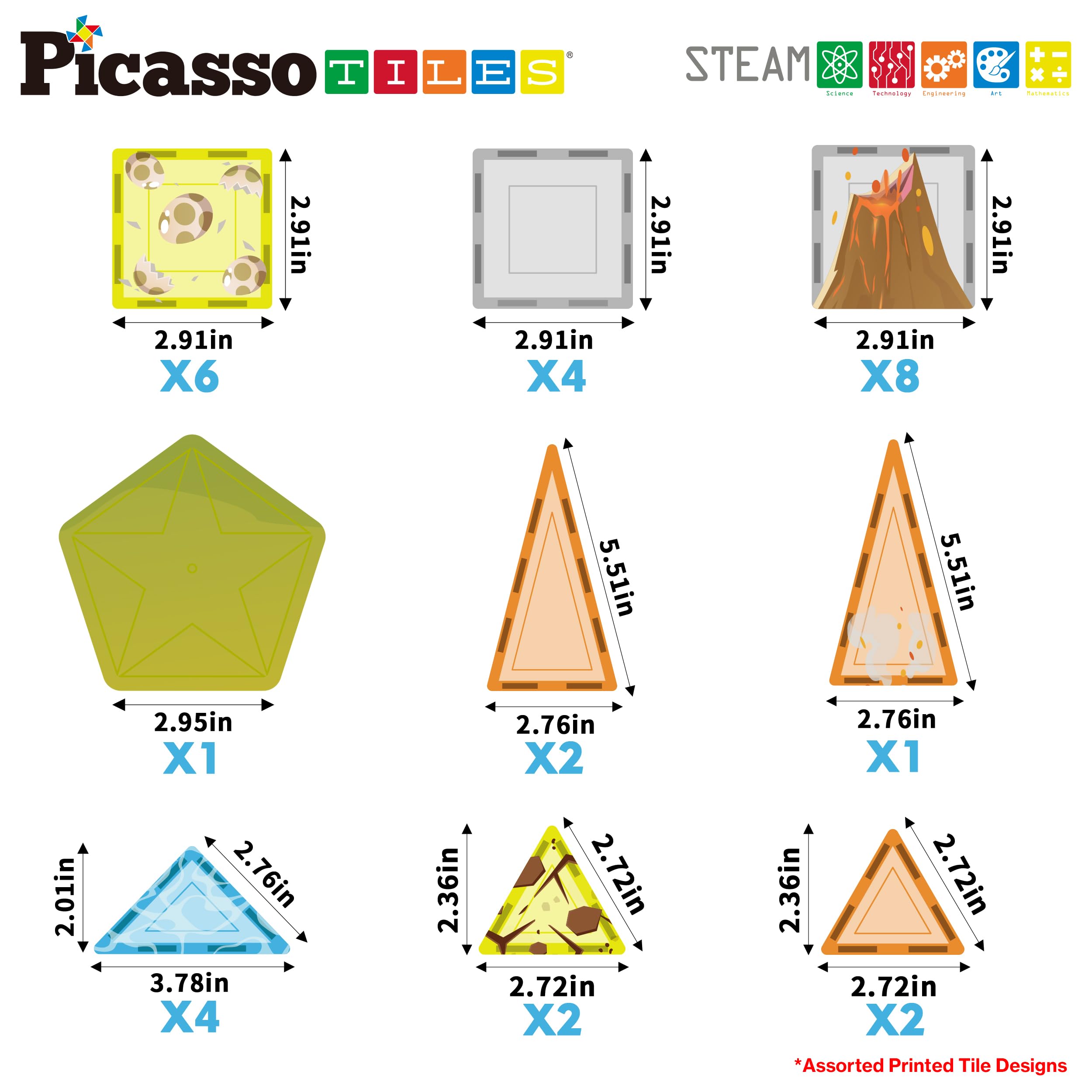 PicassoTiles Magnetic Blocks Dinosaur Set - STEM Toys for Toddlers 3+ | Play & Learn