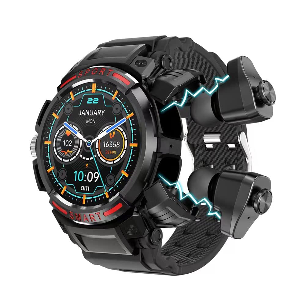 4-in-1 Bluetooth Smart Watch with Wireless Earbuds for Men - 1.43
