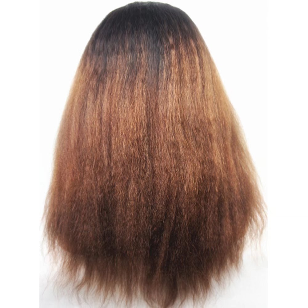 NLW Brazilian Virgin Human Hair Full Lace Wigs for Black Women - Ombre T1B/30 Color Italian Kinky Yaki Human Hair Wigs with Baby Hair (10 Inches) - Perfect for Daily Wear, Special Occasions & Protective Styling