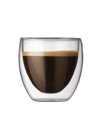 Bodum Double Wall Espresso Glass Set of 2 - 2.5 oz Insulated Coffee Cups for Hot & Cold Drinks - Perfect for Home, Office or Cafe Use