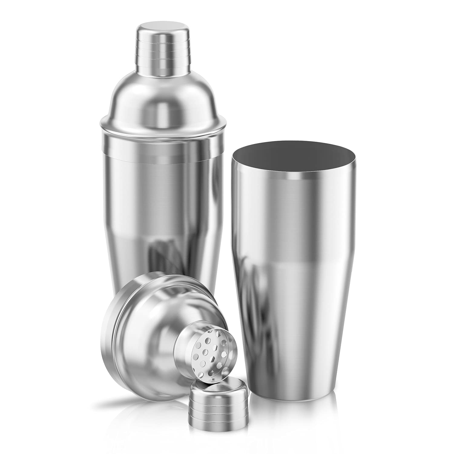 24 oz Professional Stainless Steel Cocktail Shaker Set with Built-in Strainer - Martini & Margarita Mixer - Perfect Bartender Kit Gift for Home Bars, Parties & Mixology Enthusiasts