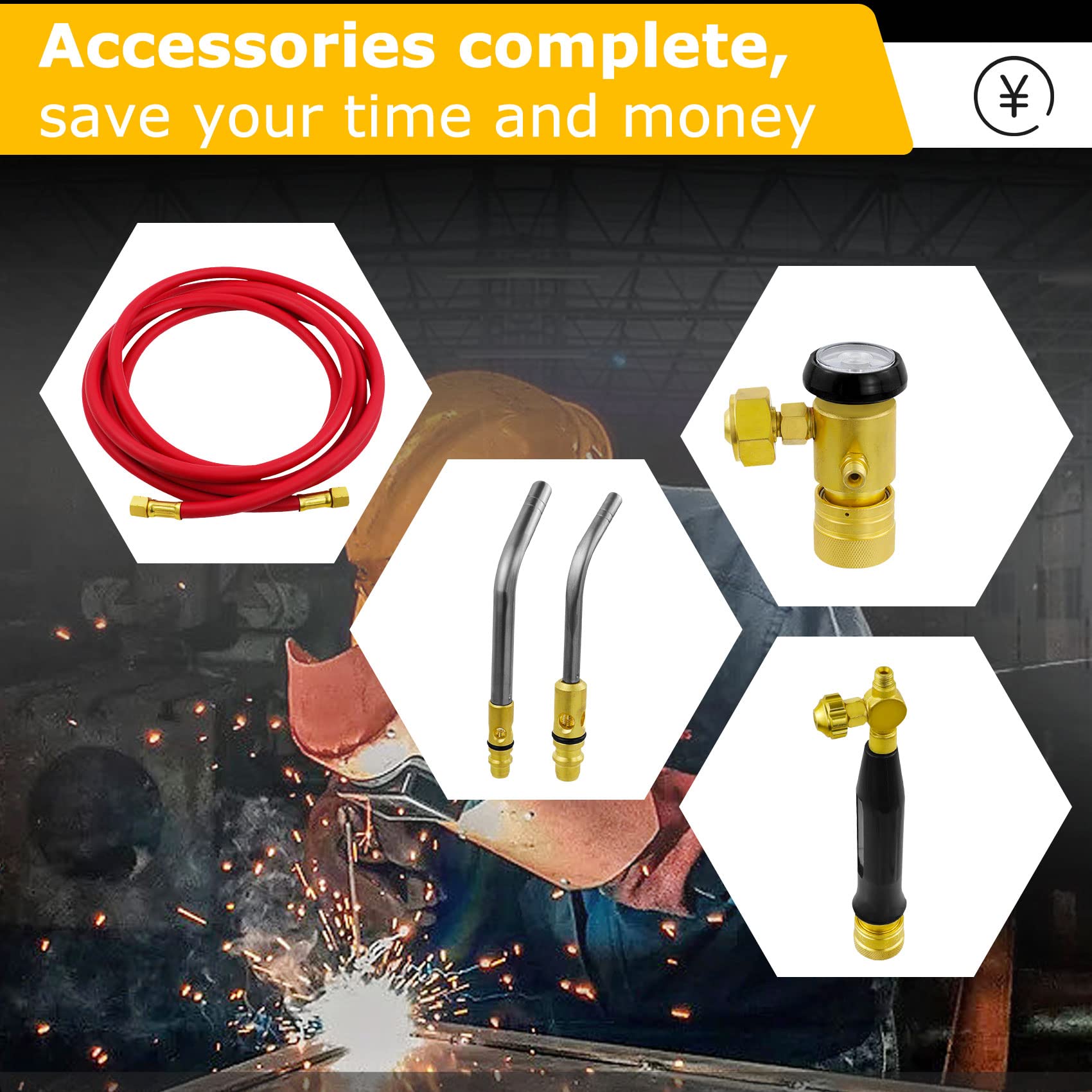 Professional Air Acetylene Torch Kit - Heavy Duty Manual Welding & Brazing Tool Set for Metalworking, Plumbing, and DIY Repairs | Perfect for HVAC, Automotive, and Construction Projects