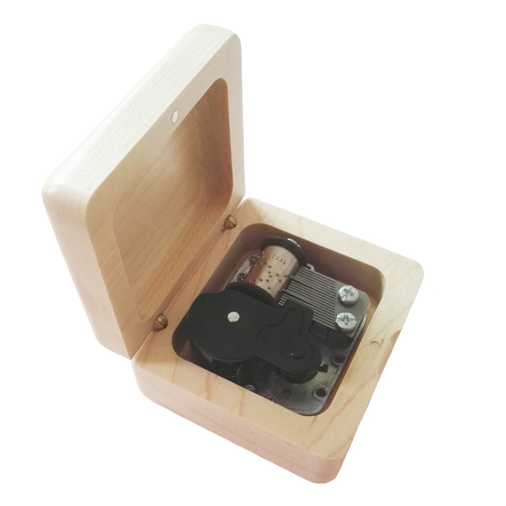 18-Note Retro Wind-Up Wooden Musical Box with Silver-Plating Movement - Maple Wood Music Gift Box - Plays 'Lilium' from Elfen Lied - Perfect for Anniversaries, Weddings & Romantic Gifts