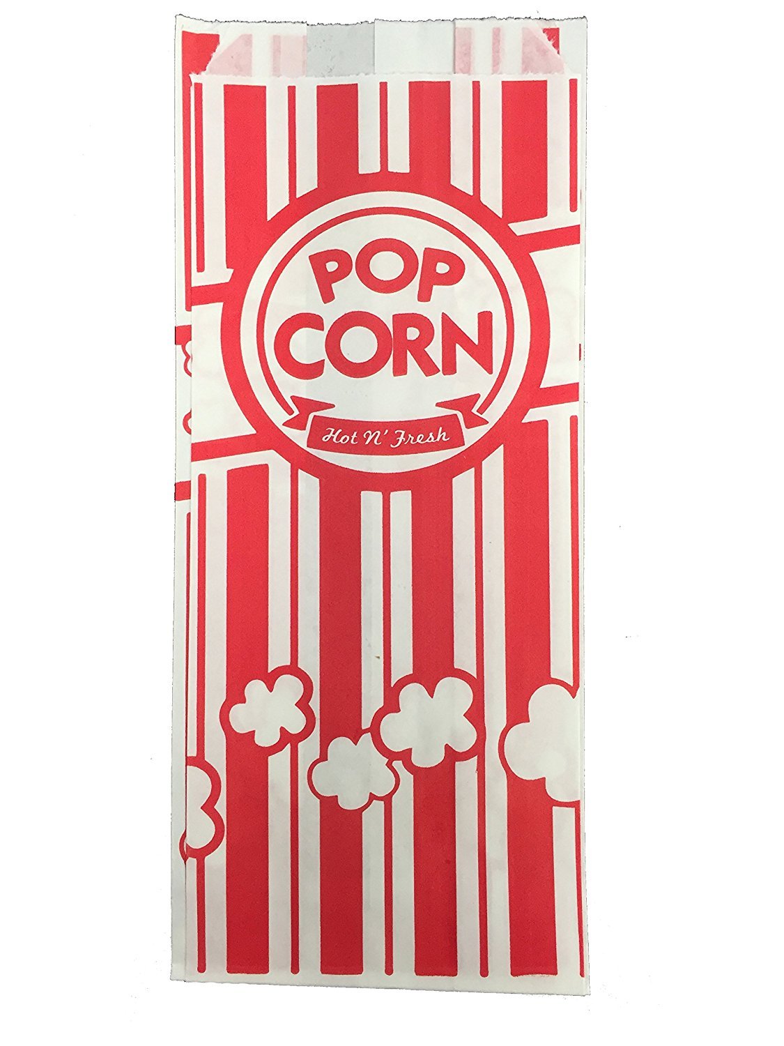 Red & White Striped Carnival Style Paper Popcorn Bags - 50 Pack (1oz Each) - Perfect for Movie Theater, Party Favors, and Concession Stands